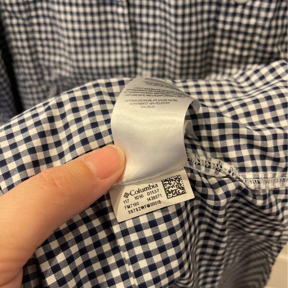 Columbia PFG Super Bahama Mens Short Sleeve Fishing Shirt XL Navy & White Gingha - Picture 10 of 13